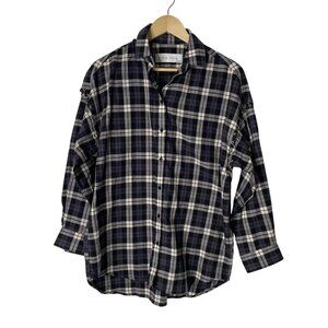 IRO Shirt Womens XS Black White Plaid Peline Lace‎ Up Grommet Button Down Collar